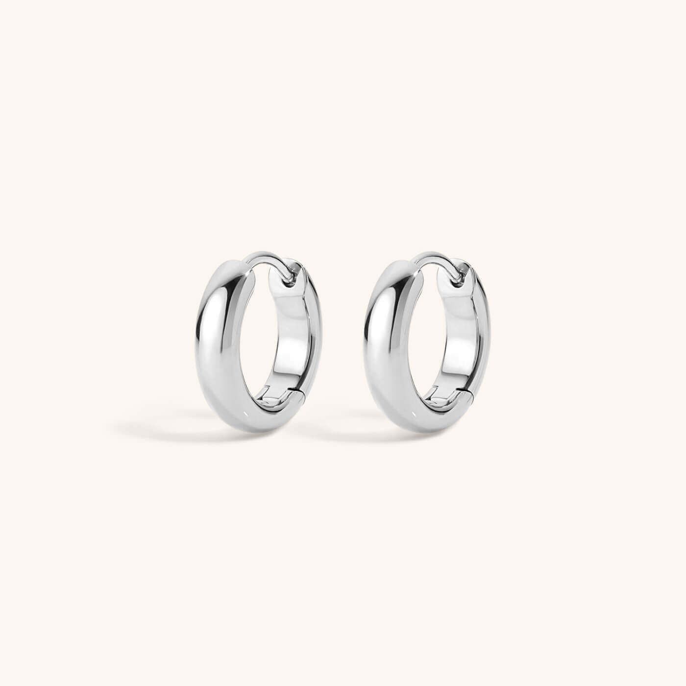 Bold Huggie Hoops in Titanium - Silver