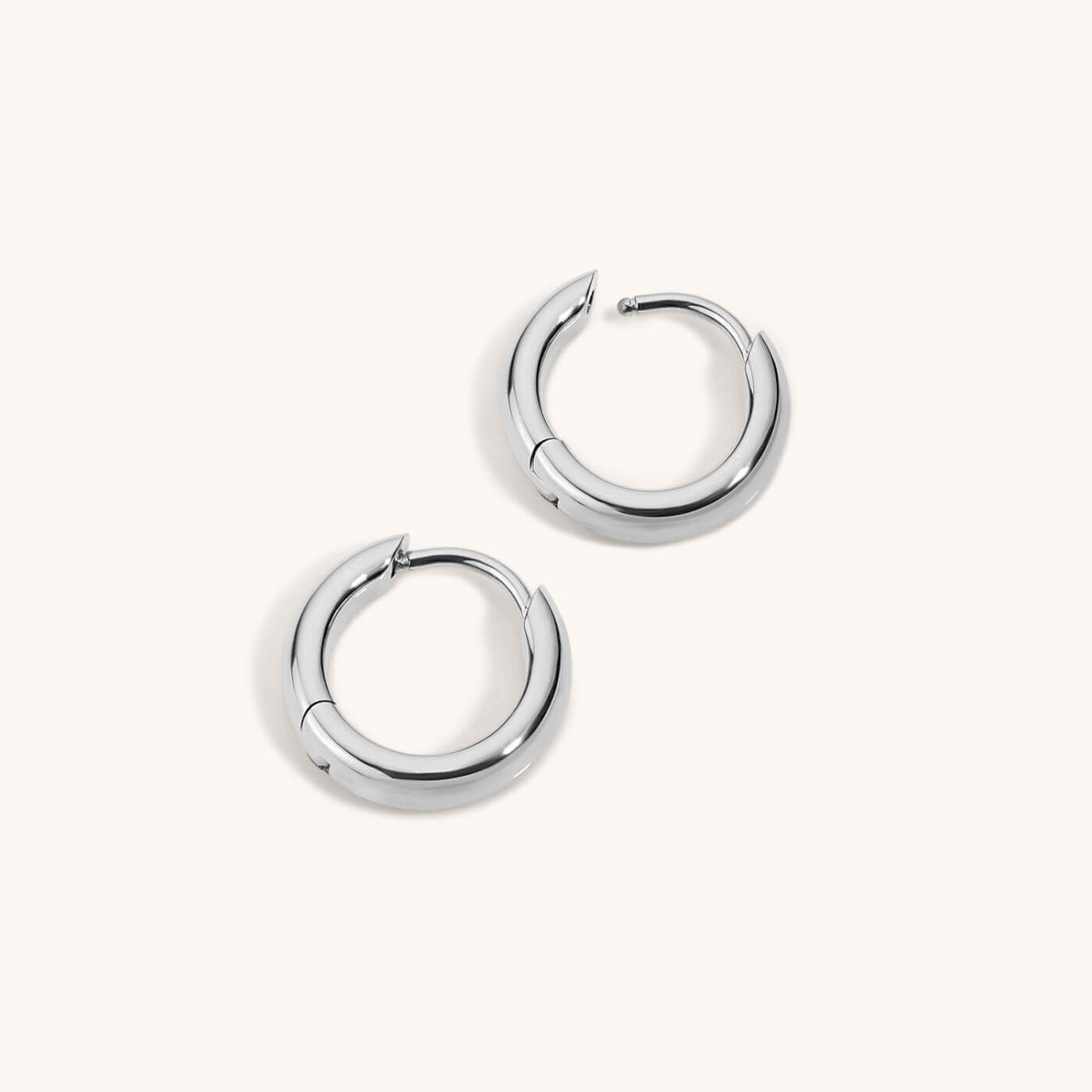 Bold Huggie Hoops in Titanium - Silver