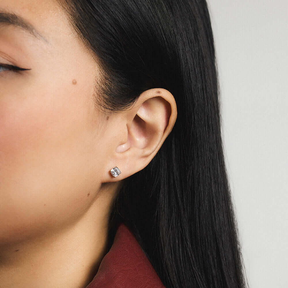 Celestial Crystal Cushion Nap Earrings - Gold - On Model