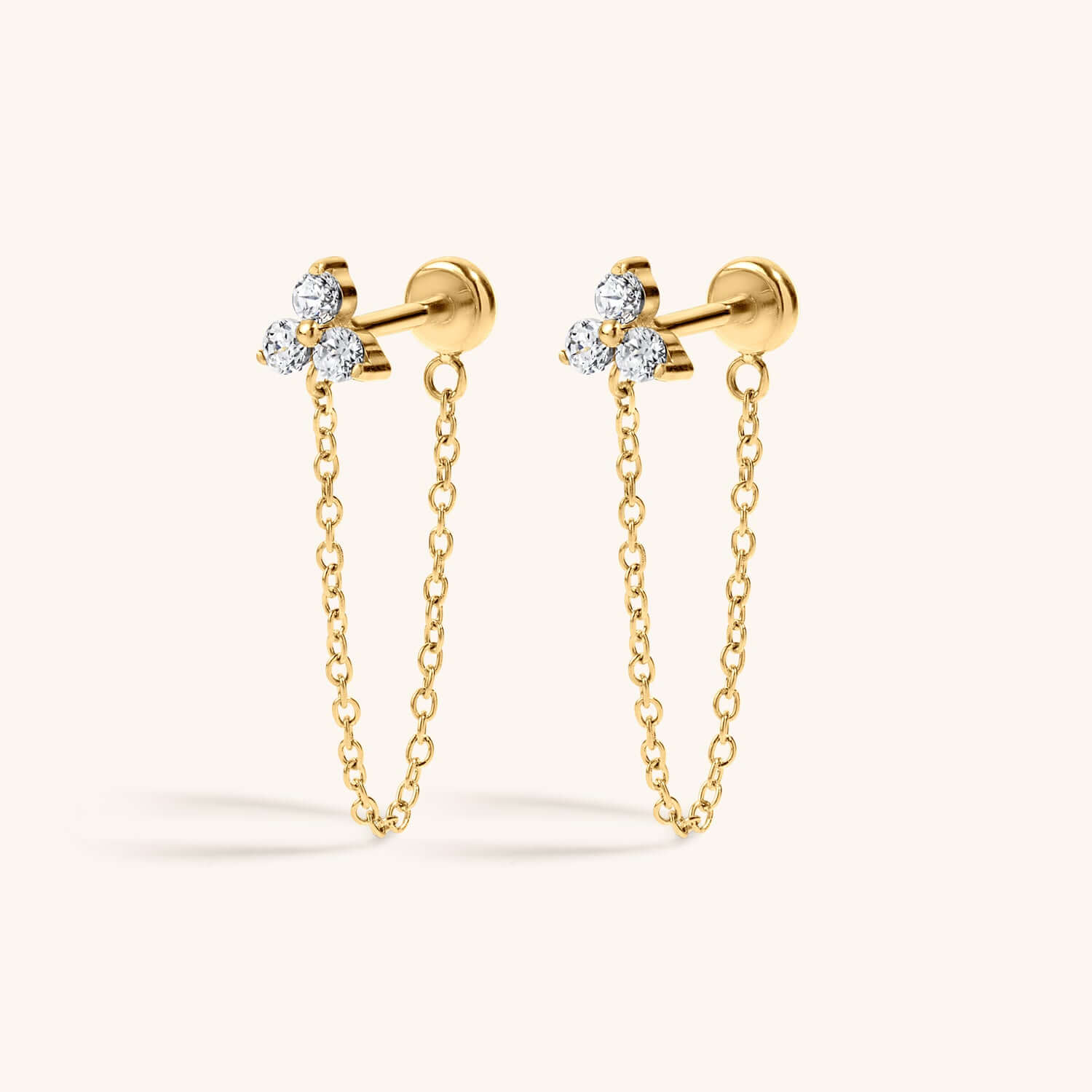 Mini Crystal Trinity Chain Nap Earrings