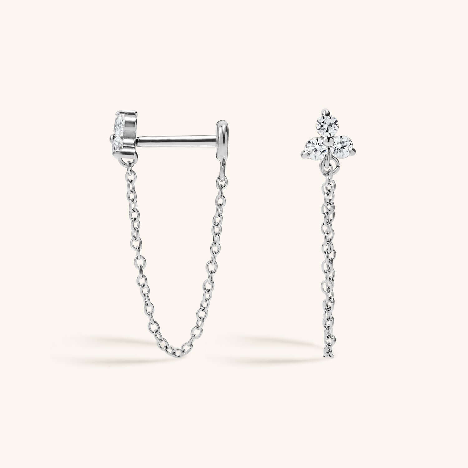Mini Crystal Trinity Chain Nap Earrings