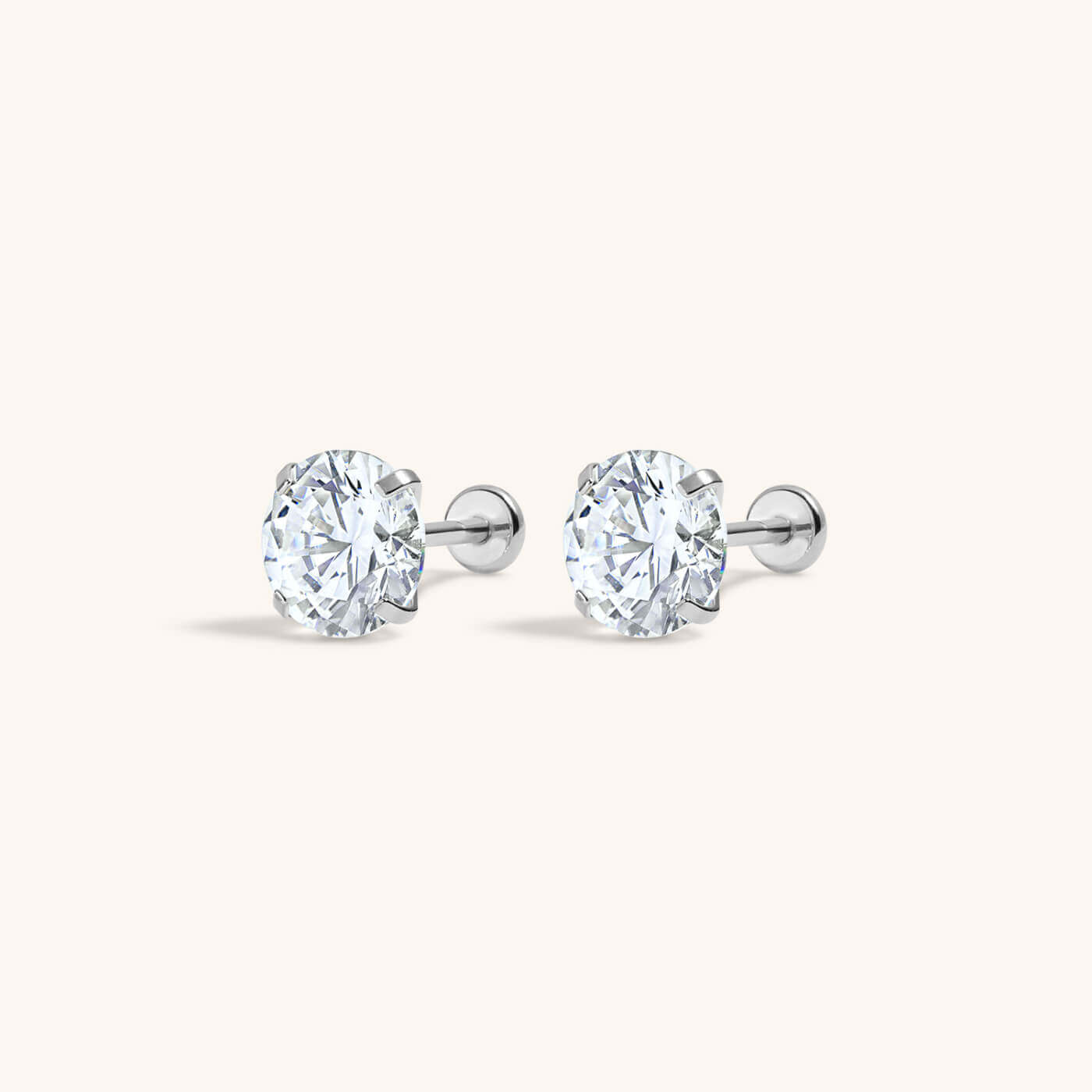 Moissanite Nap Earrings (Silver, 6mm)