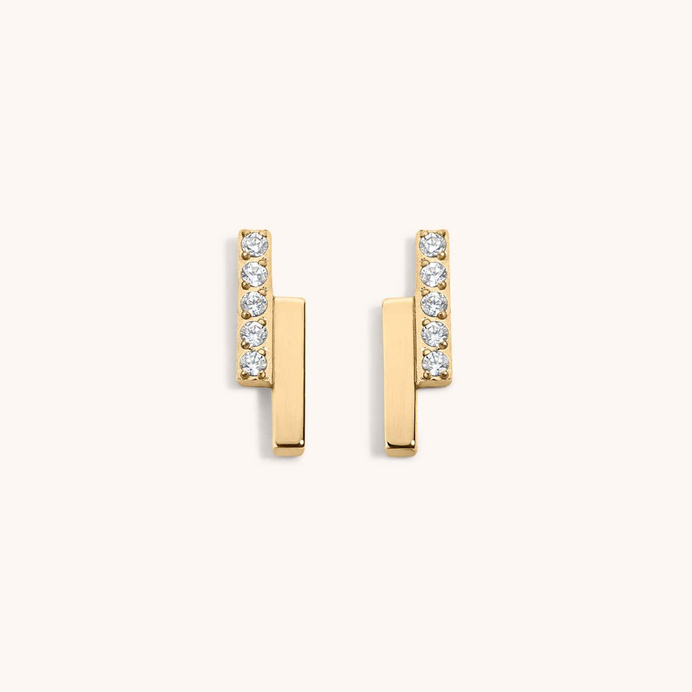 Pave Lightning Bar Nap Earrings - Gold