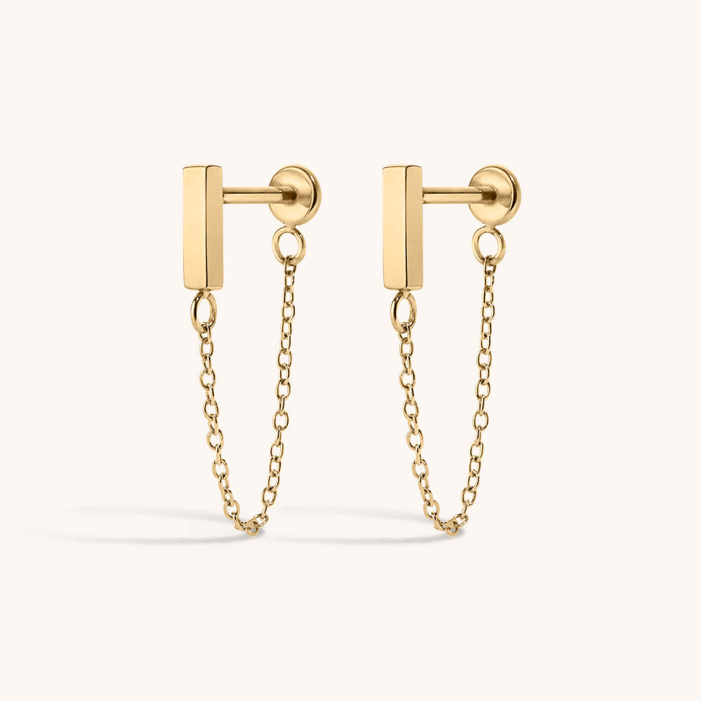 Little Bar Chain Nap Earrings - Gold