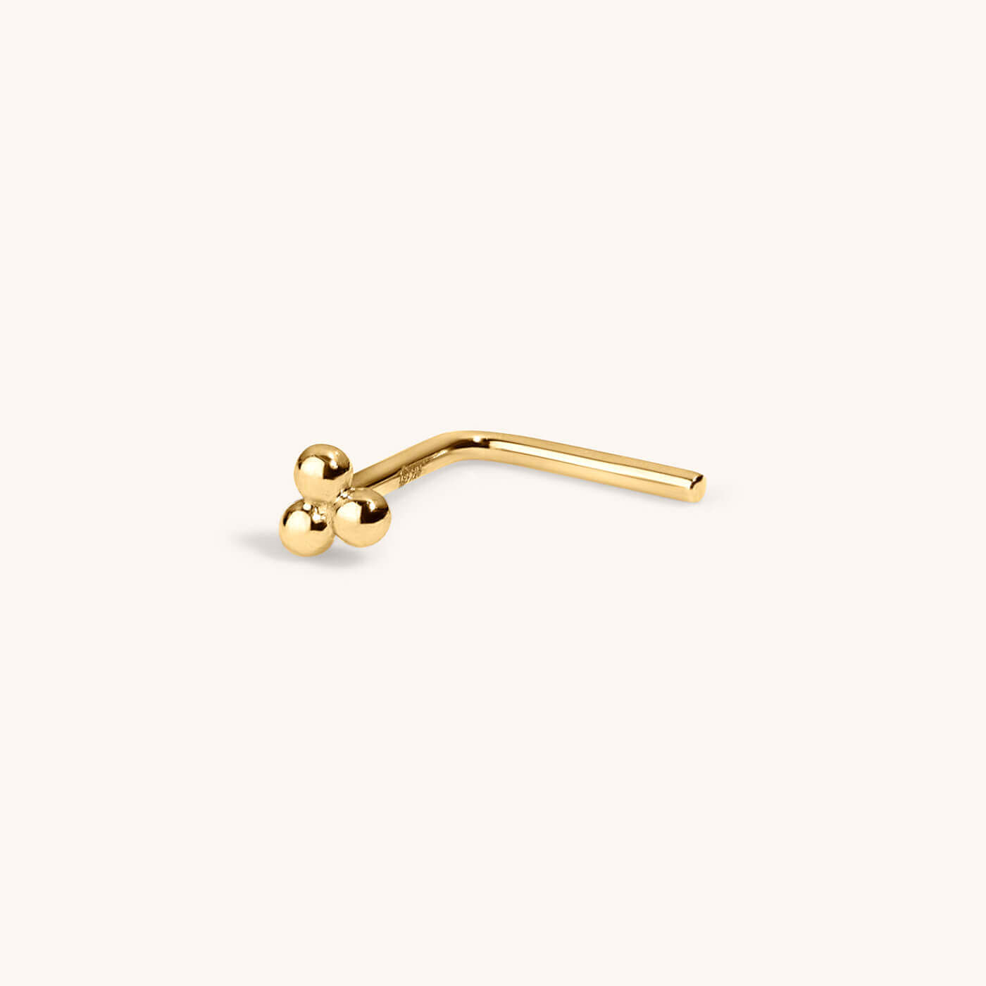 Tiny Trinity Stud L-Shape Nose Ring in 14k Gold