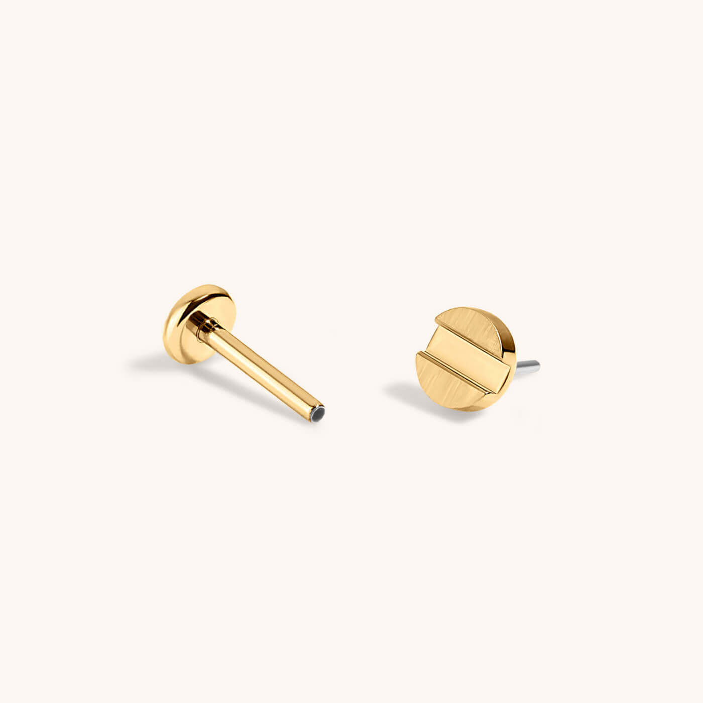 Bolt Push Pin Flat Back Earring in (Titanium - Gold)