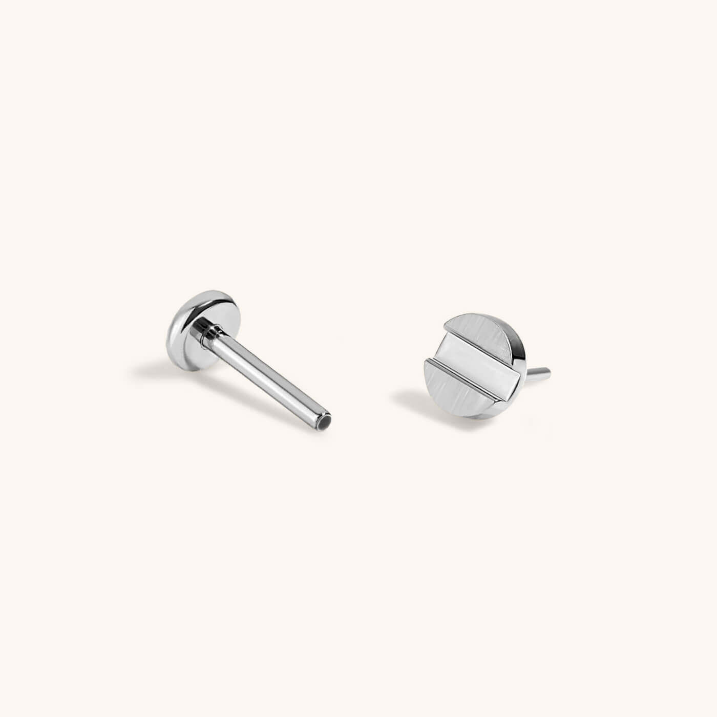 Bolt Push Pin Flat Back Earring (Titanium - Silver)