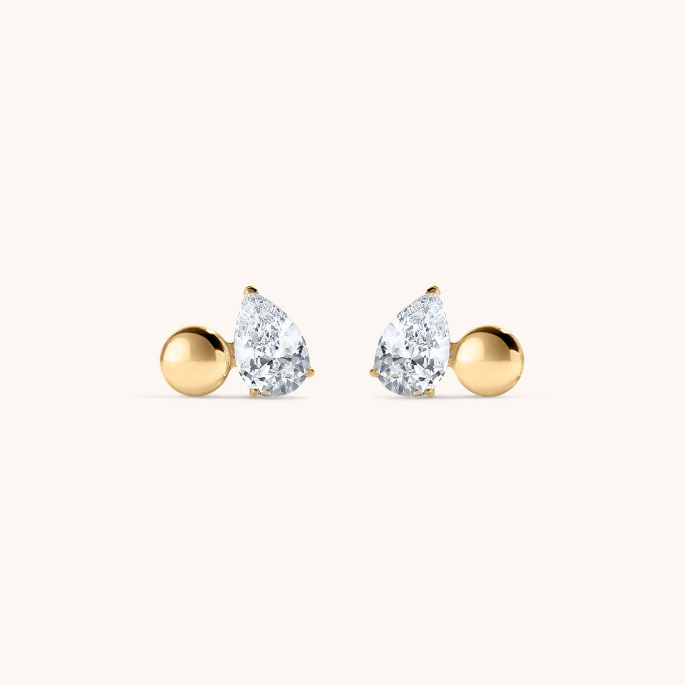 Toi Et Moi Sphere and Pear Nap Earrings - Gold