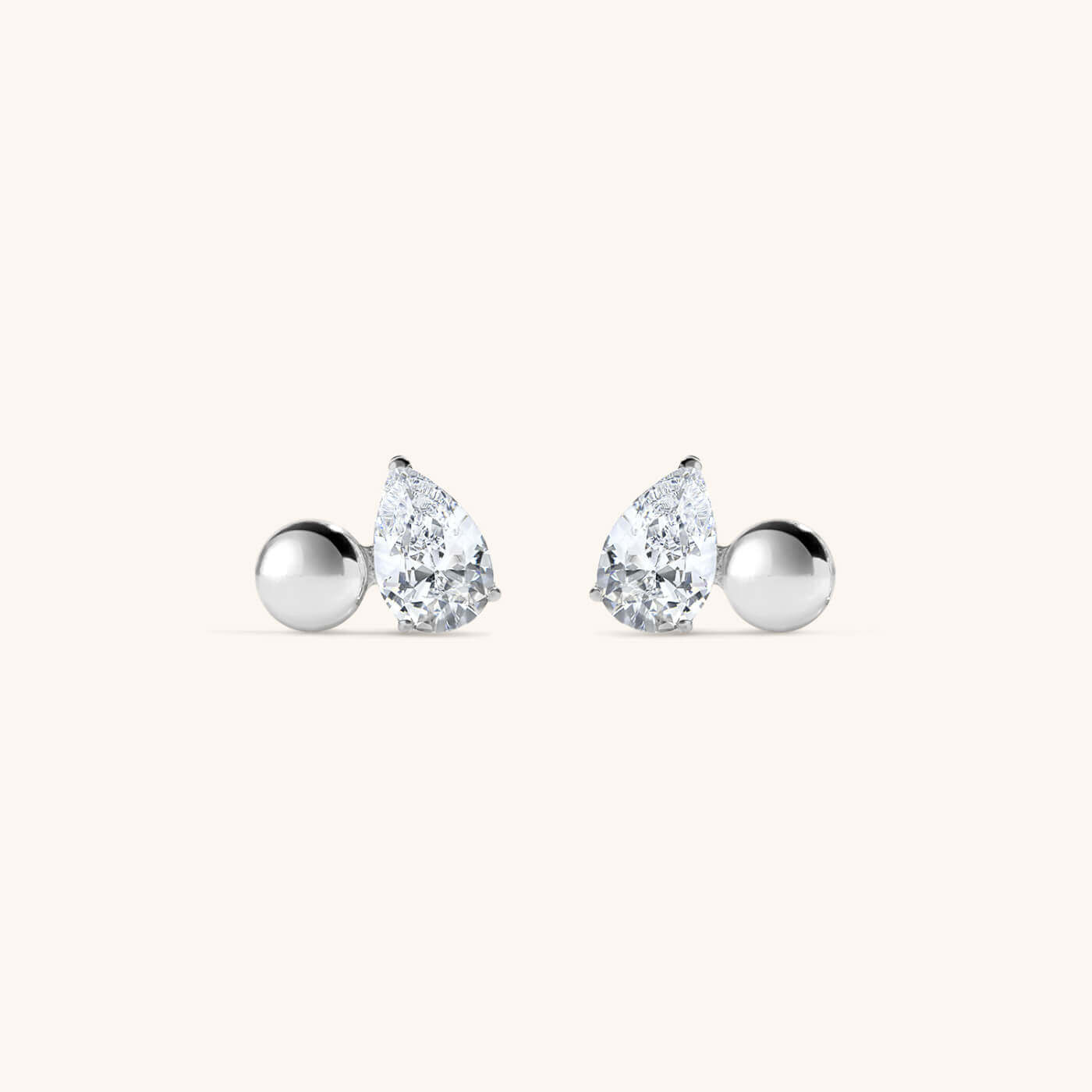 Toi Et Moi Sphere and Pear Nap Earrings - Silver