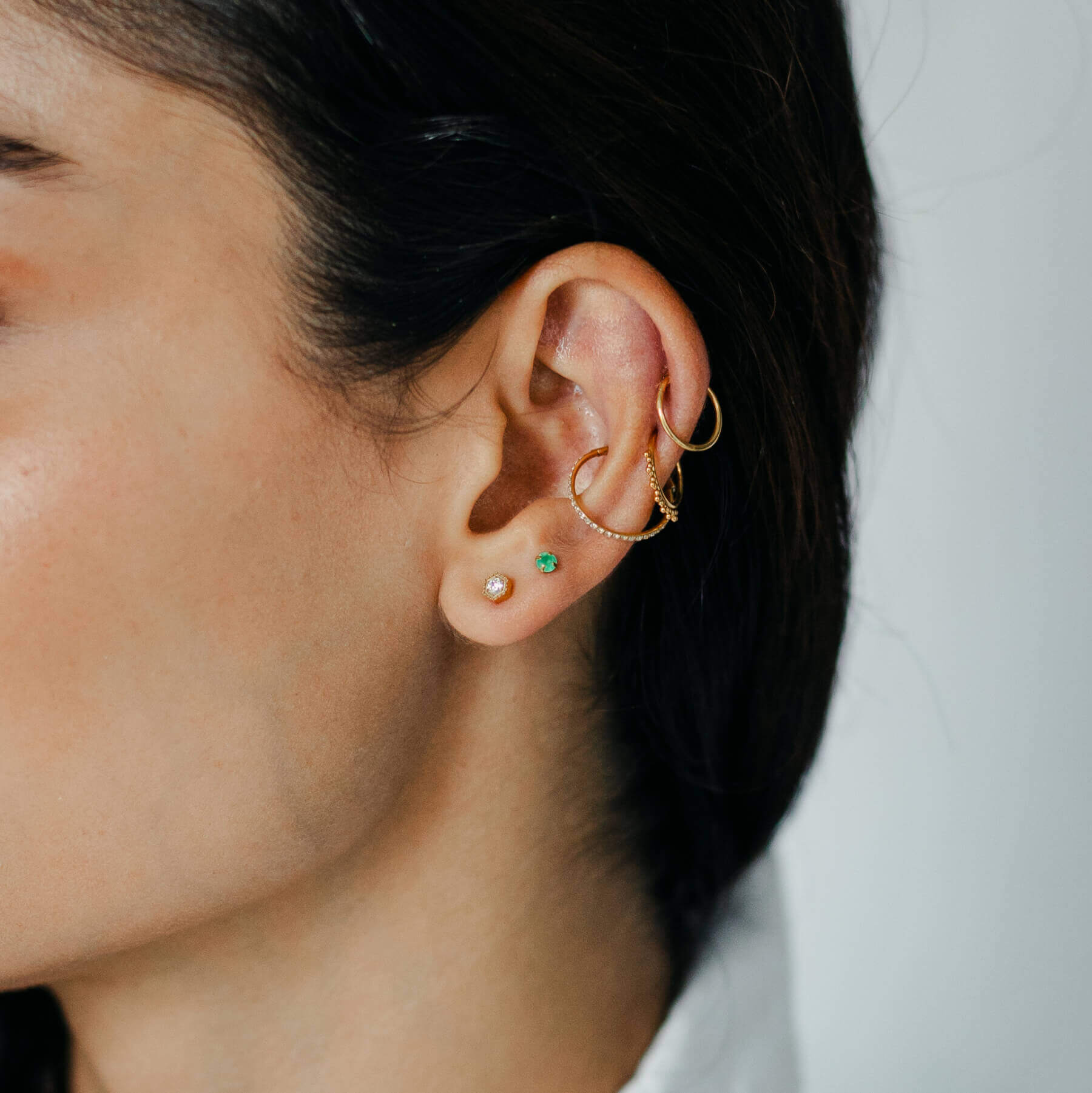 Green Chalcedony Nap Earrings (Gold) on model