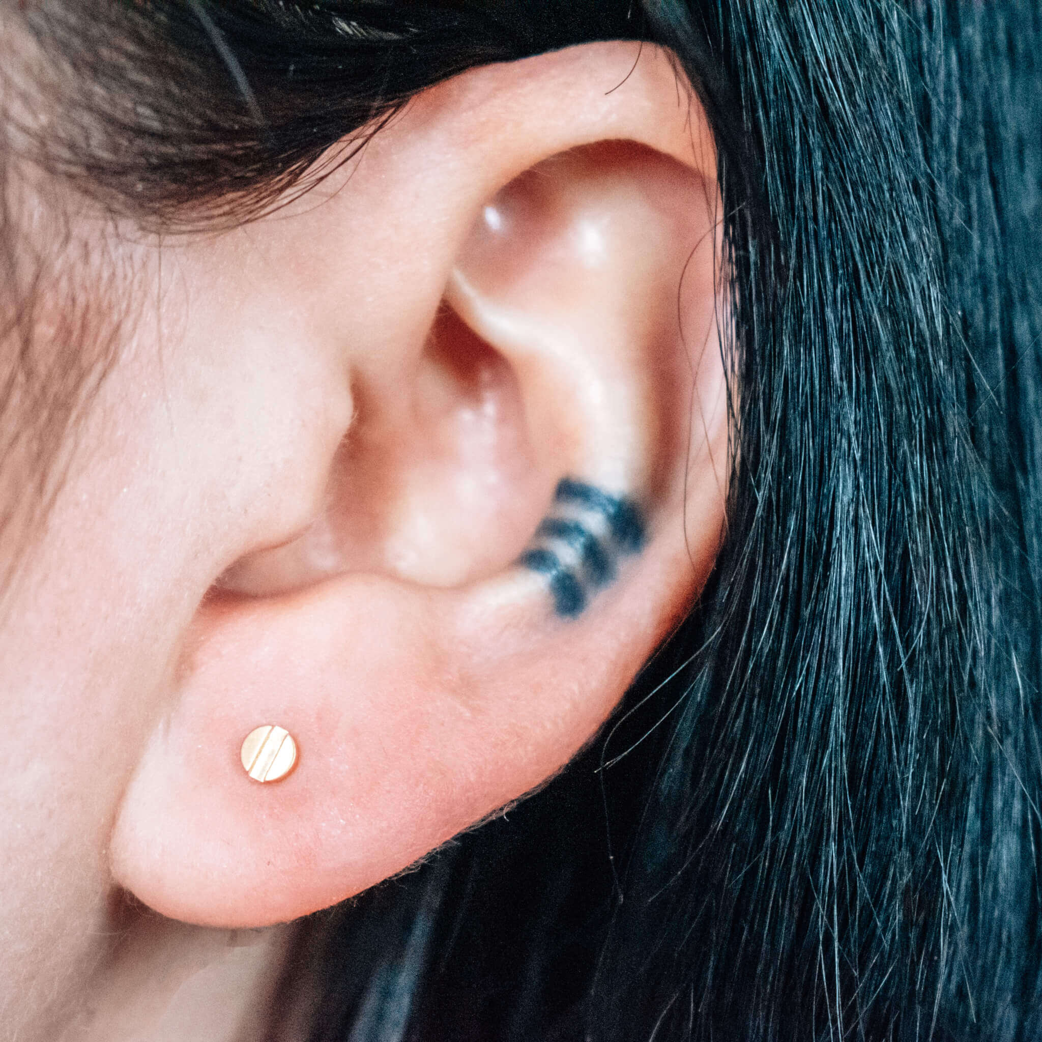 Bolt Studs in Titanium (Gold) on model