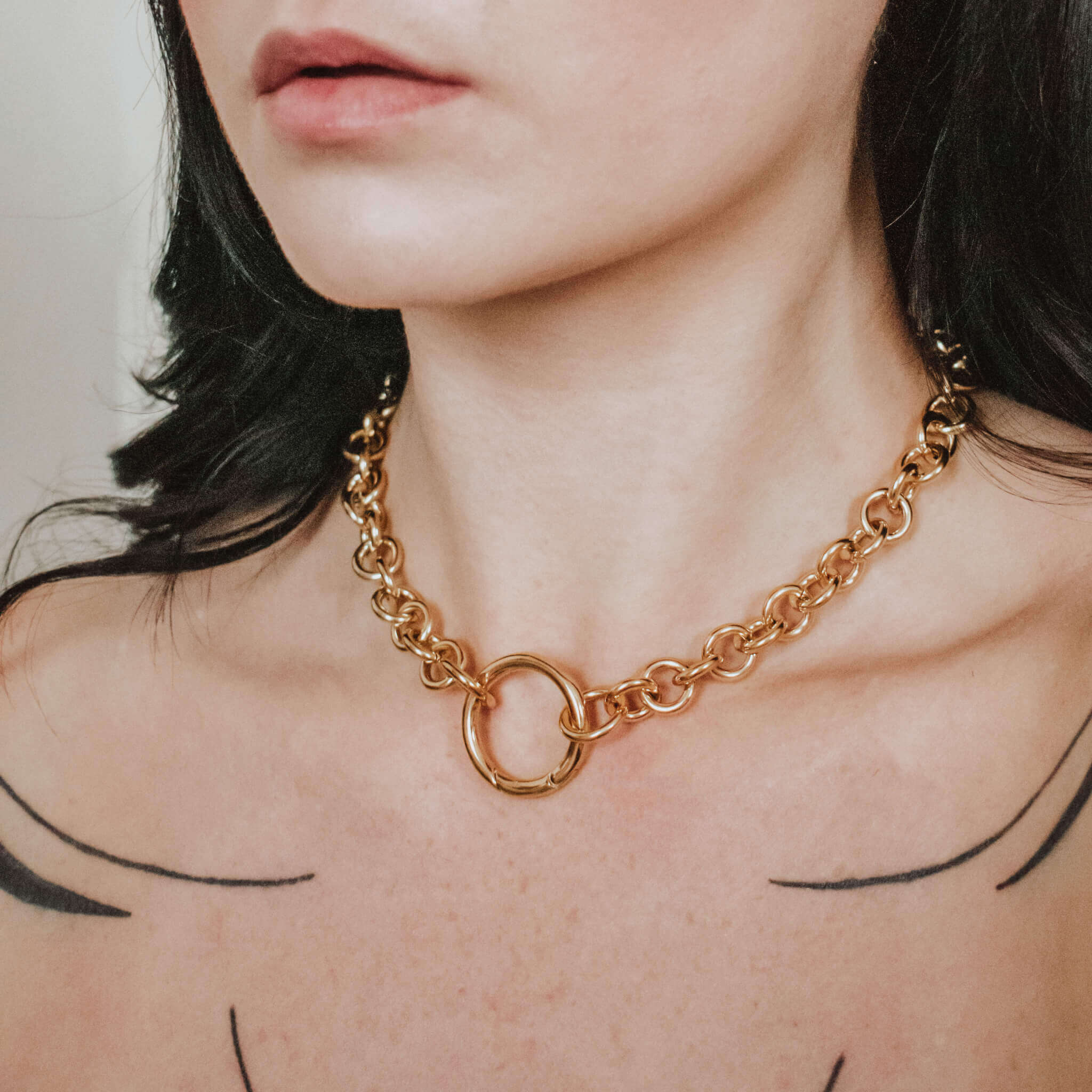 Baby Bubble Necklace (gold) on model