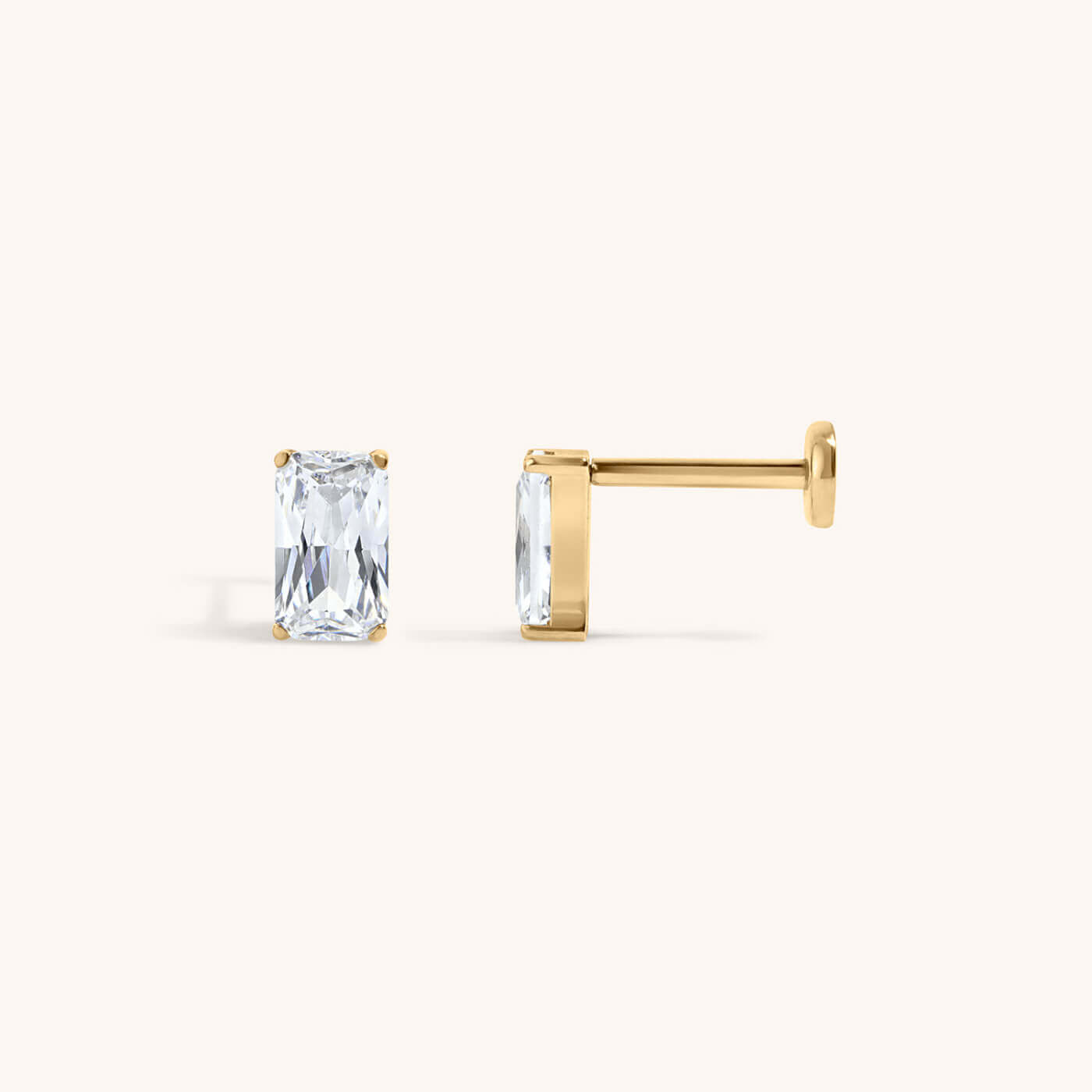 Mini Celestial Crystal Emerald Cut Nap Earrings - Gold