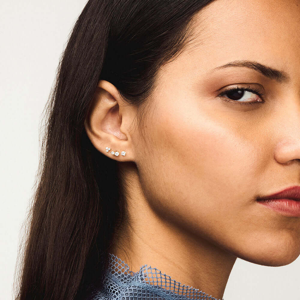 Goddess Nap Earrings Trio (Gold) on model