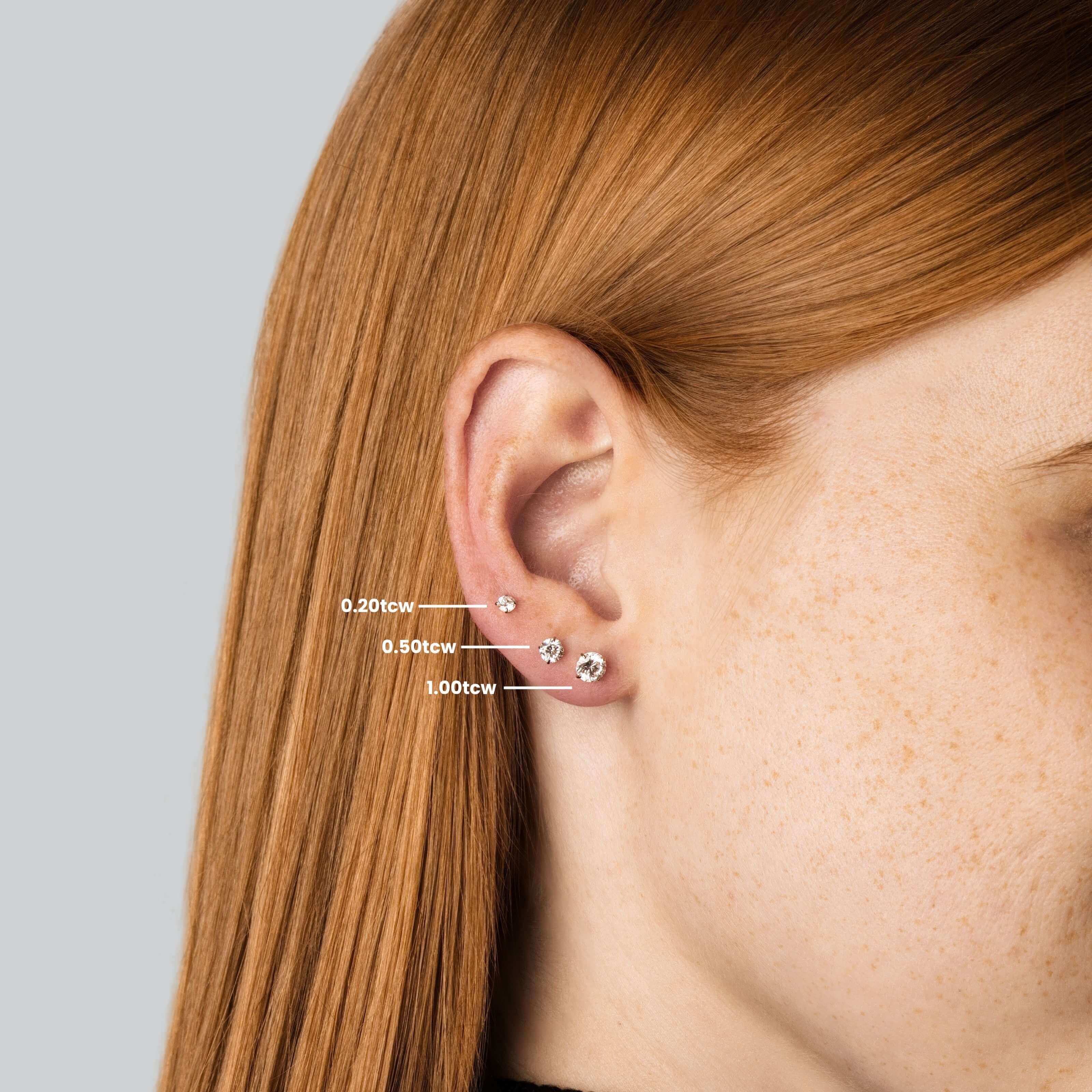 Lab Grown Diamond Nap Earrings - Gold - on model