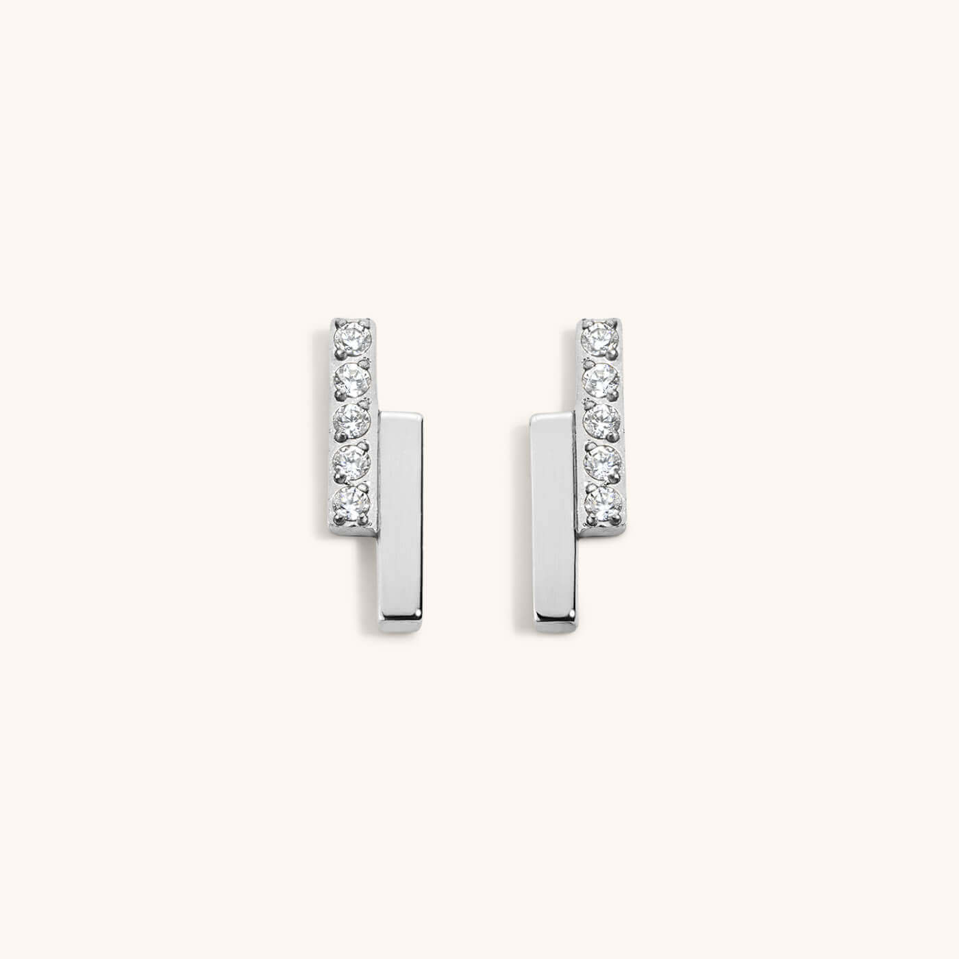 Pave Lightning Bar Nap Earrings - Silver
