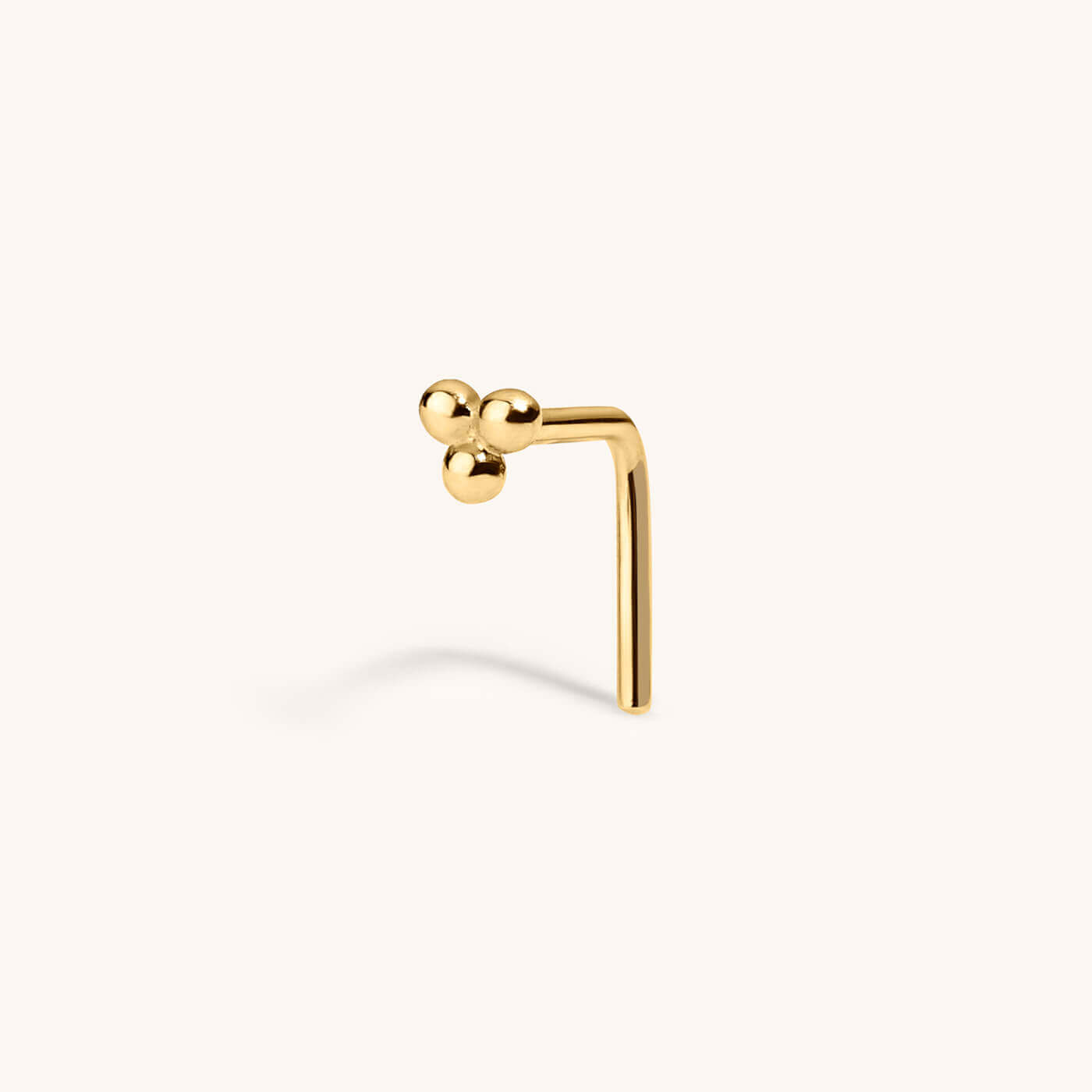 Tiny Trinity Stud L-Shape Nose Ring in 14k Gold