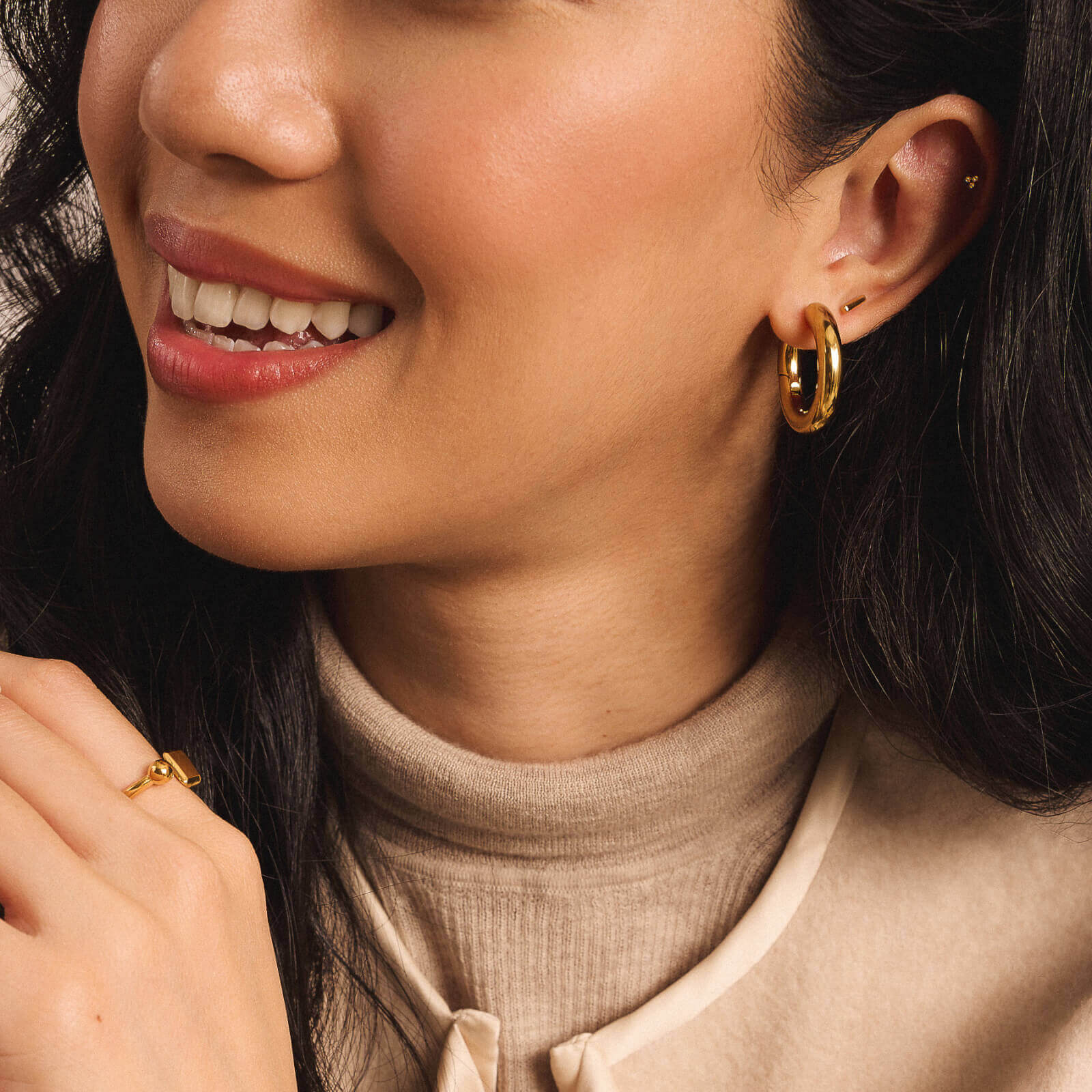 Every Body Hoops in Gold on model