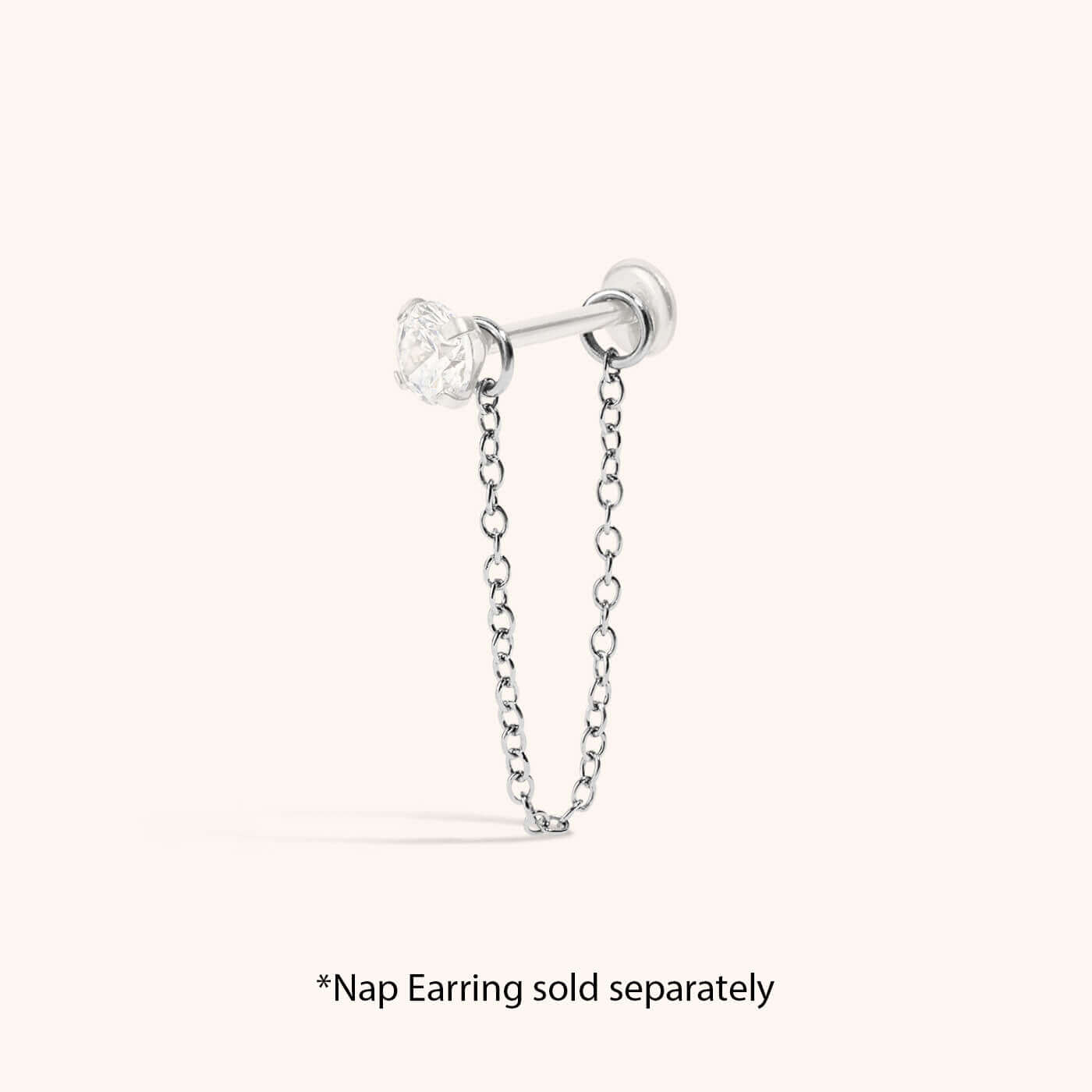 Single Removable Connector Chain on Nap Earring Sold Separately -  Silver