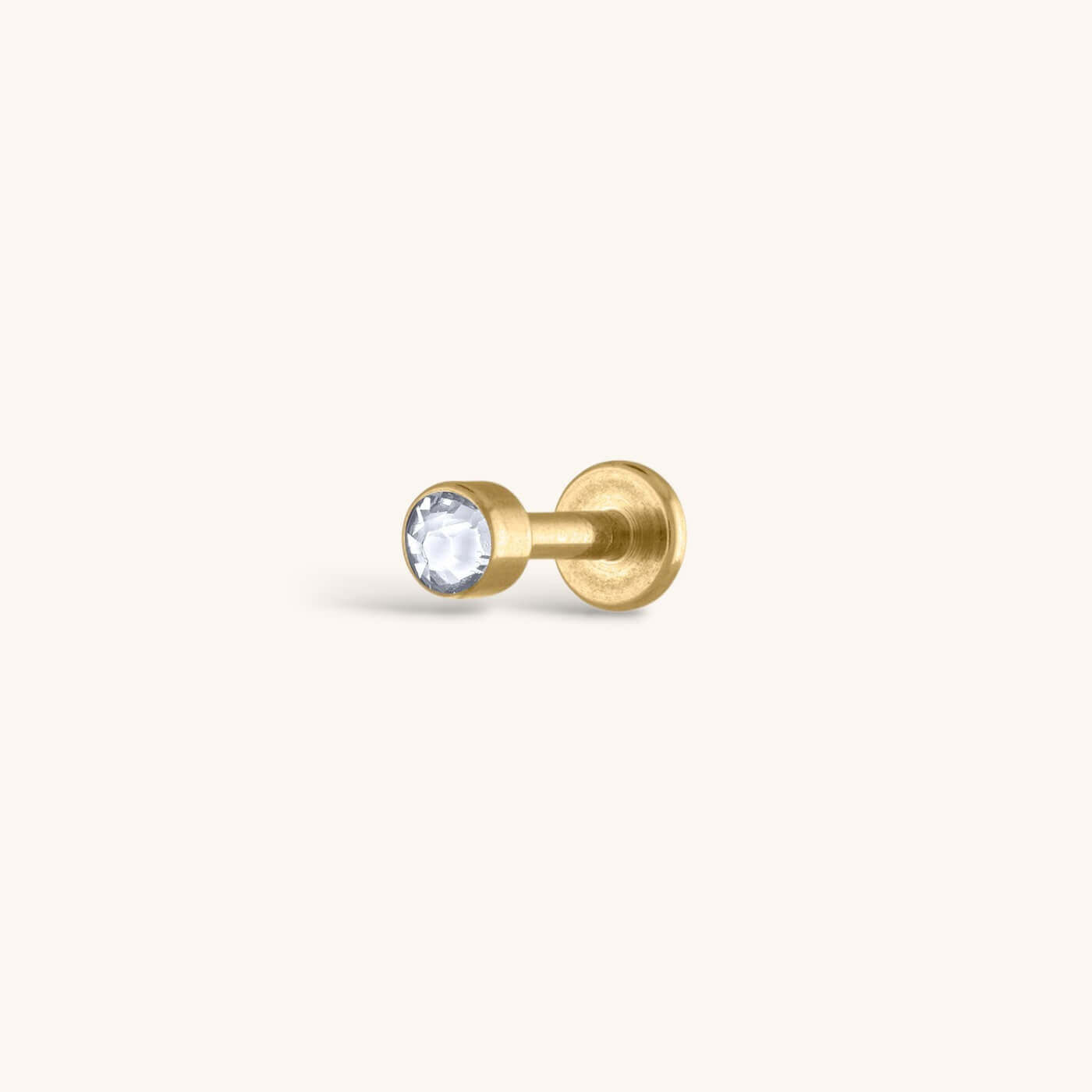 Tiny Crystal Threaded Flat Back Earring (Titanium - Gold)
