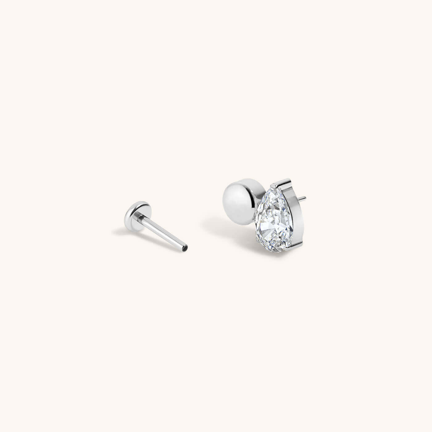 Toi Et Moi Sphere and Pear Nap Earring - Silver