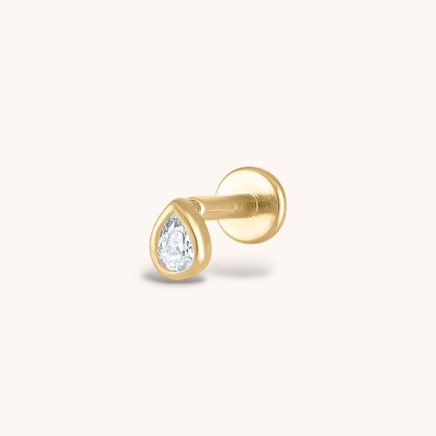 Tiny Dewdrop Threaded Flat Back Earring (Titanium - Gold)