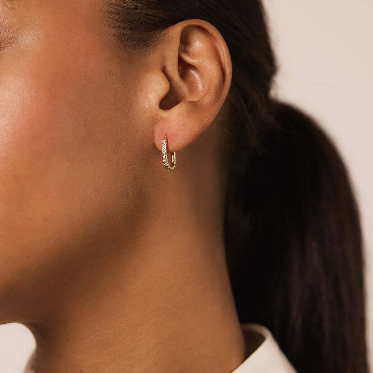 Eternity Baby Halo Oval Hoops - Gold - On Model