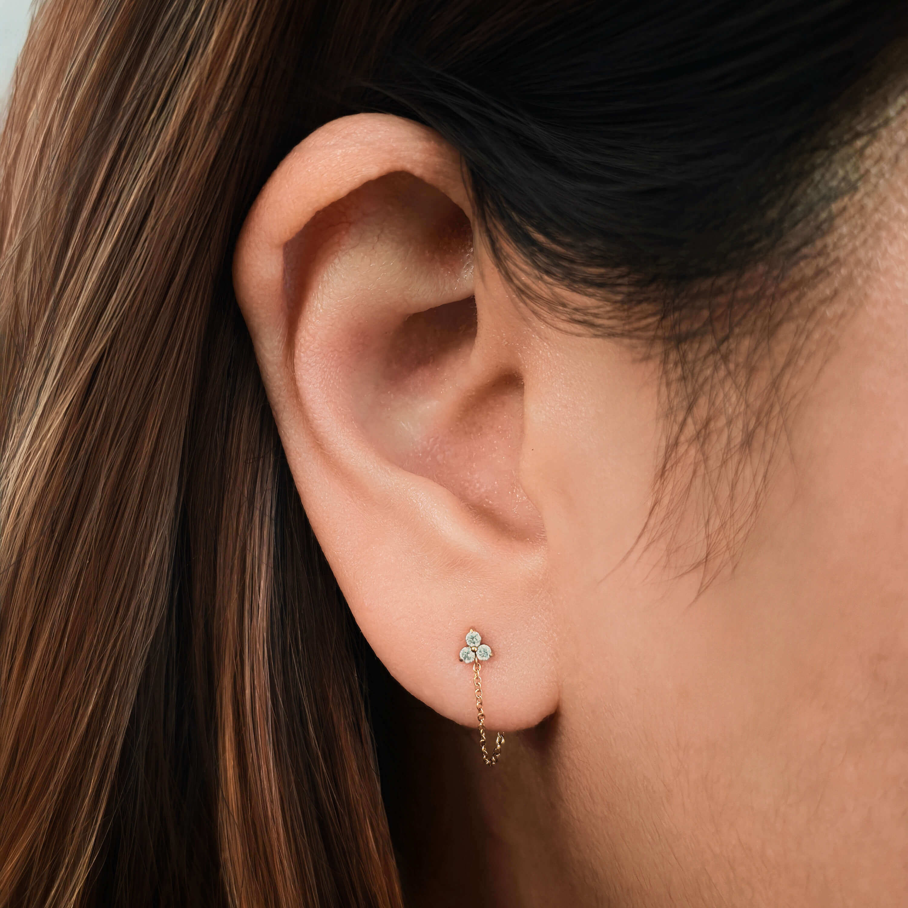 Mini Crystal Trinity Chain Nap Earrings