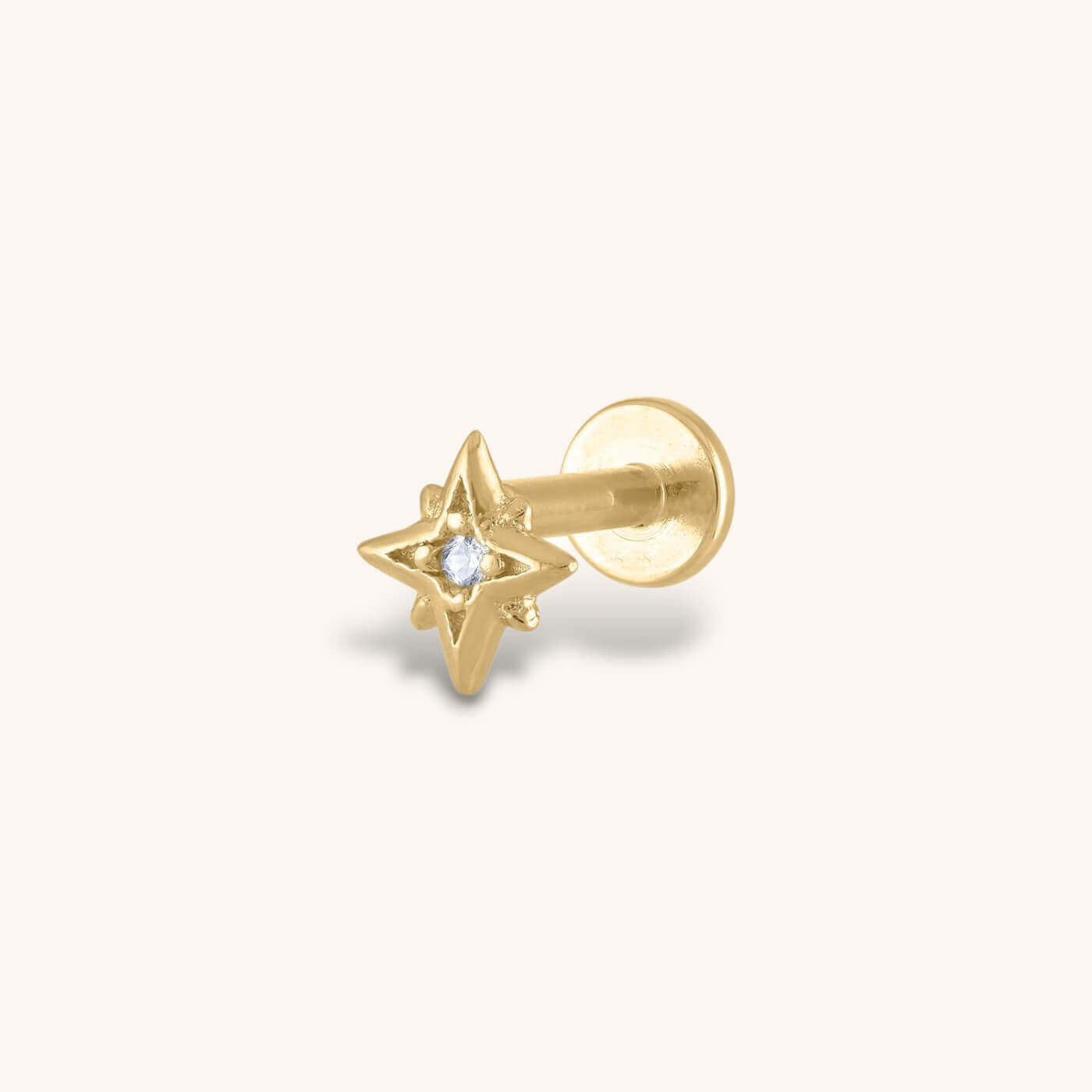 North Star Threaded Flat Back Earring (Titanium - Gold)