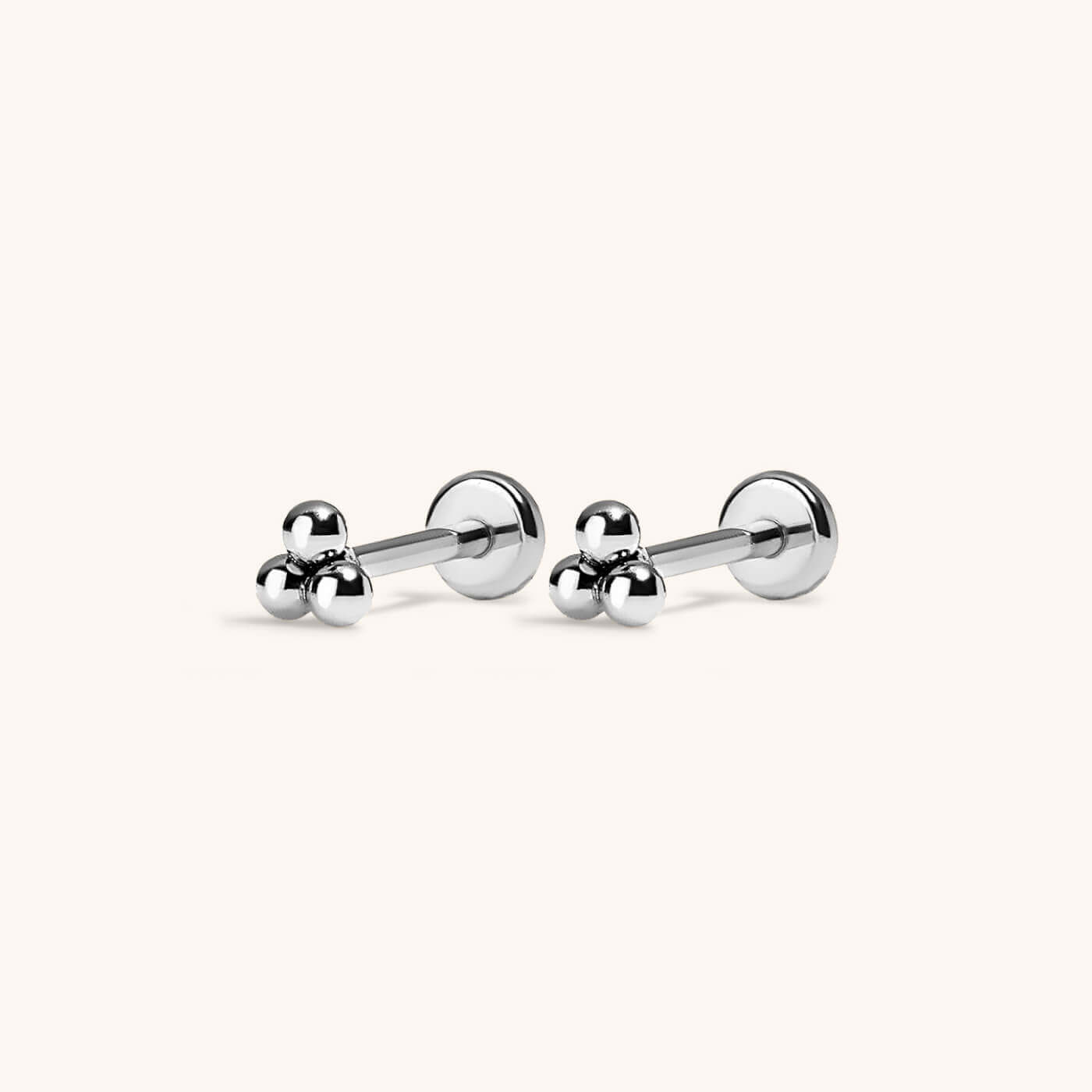 Tiny Trinity Nap Earrings in Titanium (Silver)