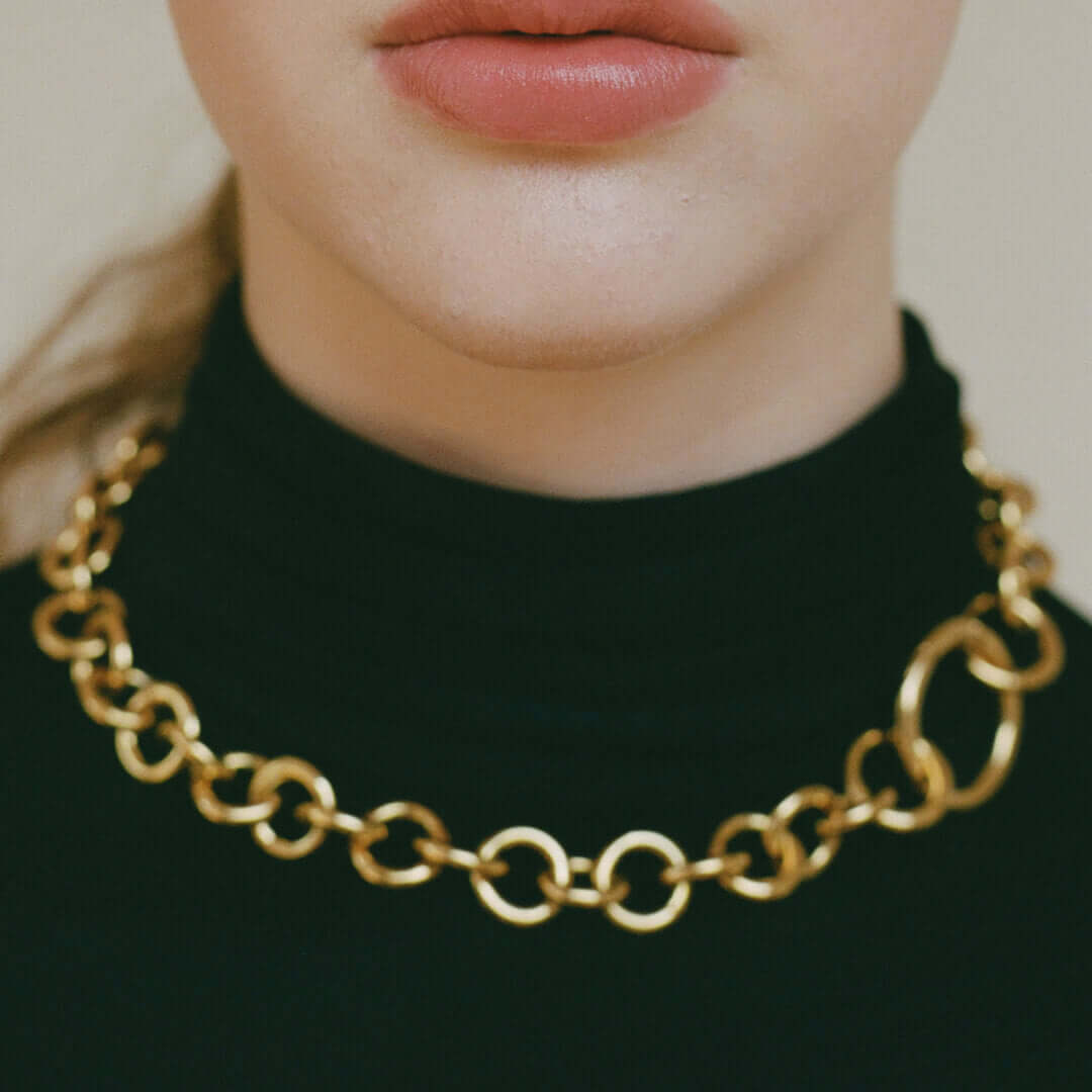 Bubble Necklace (Gold) on model